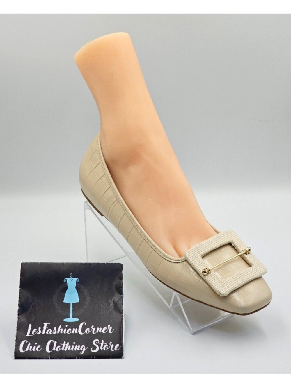 NWOB Zac Zac Posen Women's Beige Leather Vonte Skimmer Square Flats Sz 9.5 2692 - Picture 13 of 16